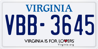 VA license plate VBB3645