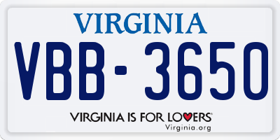 VA license plate VBB3650