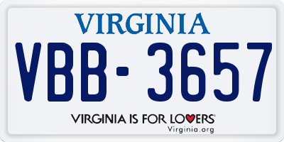 VA license plate VBB3657