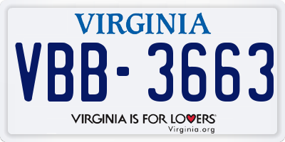VA license plate VBB3663