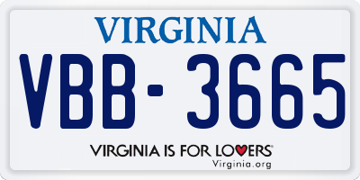 VA license plate VBB3665