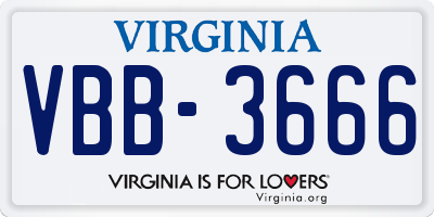 VA license plate VBB3666