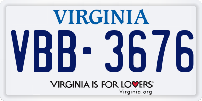 VA license plate VBB3676