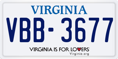 VA license plate VBB3677