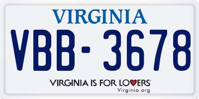 VA license plate VBB3678