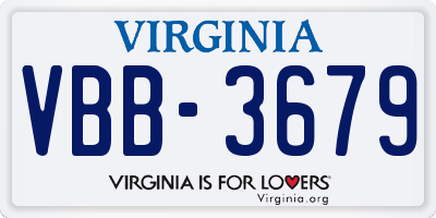VA license plate VBB3679