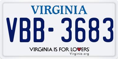 VA license plate VBB3683