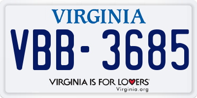 VA license plate VBB3685