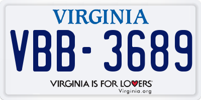 VA license plate VBB3689