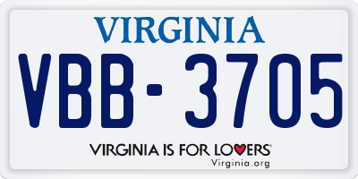 VA license plate VBB3705