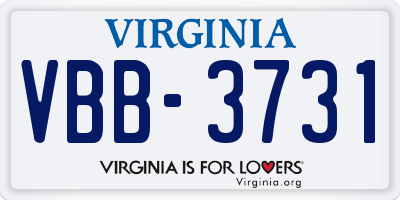 VA license plate VBB3731