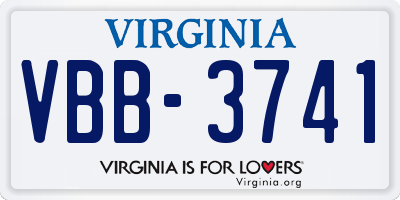 VA license plate VBB3741