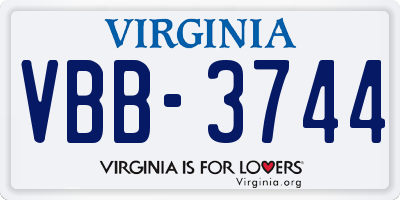 VA license plate VBB3744