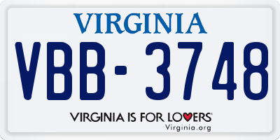 VA license plate VBB3748