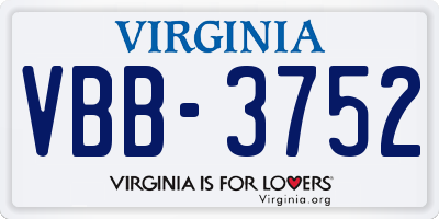 VA license plate VBB3752