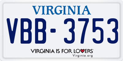 VA license plate VBB3753