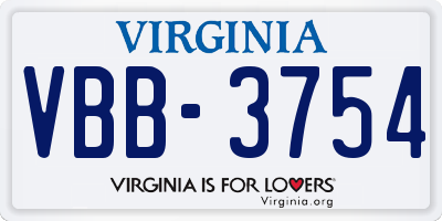 VA license plate VBB3754