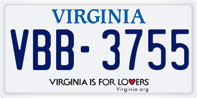 VA license plate VBB3755