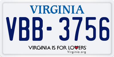VA license plate VBB3756