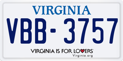 VA license plate VBB3757