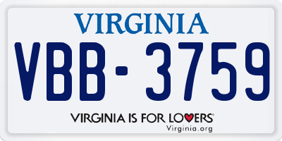VA license plate VBB3759