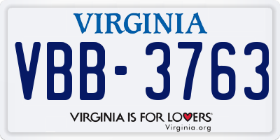 VA license plate VBB3763