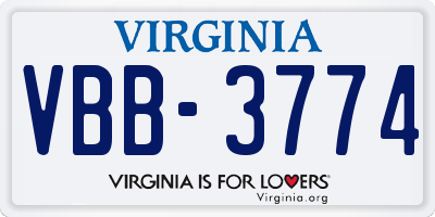 VA license plate VBB3774