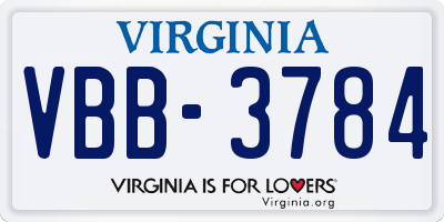 VA license plate VBB3784