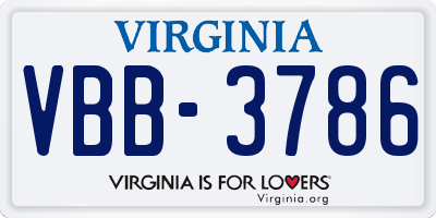 VA license plate VBB3786