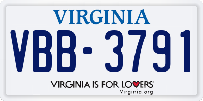 VA license plate VBB3791