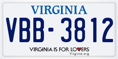 VA license plate VBB3812