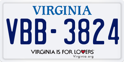 VA license plate VBB3824