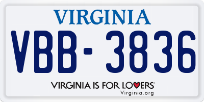 VA license plate VBB3836