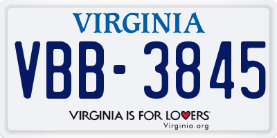 VA license plate VBB3845