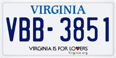 VA license plate VBB3851