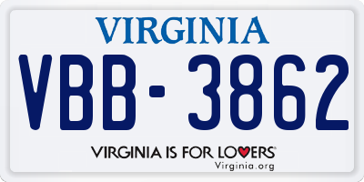 VA license plate VBB3862