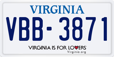 VA license plate VBB3871