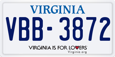 VA license plate VBB3872