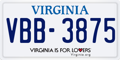 VA license plate VBB3875