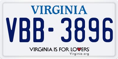 VA license plate VBB3896