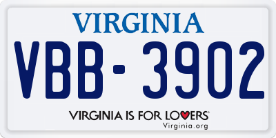 VA license plate VBB3902