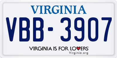 VA license plate VBB3907