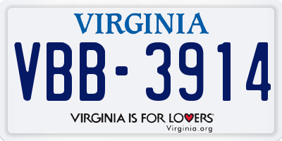 VA license plate VBB3914