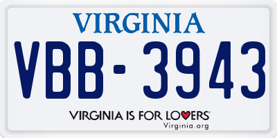 VA license plate VBB3943