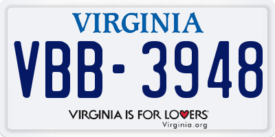 VA license plate VBB3948
