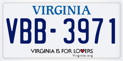VA license plate VBB3971