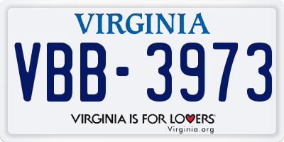 VA license plate VBB3973