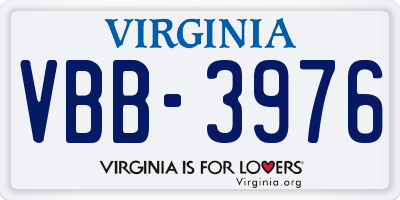 VA license plate VBB3976