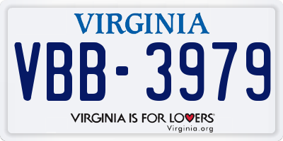 VA license plate VBB3979