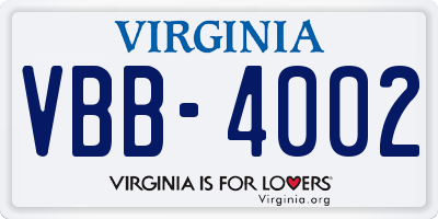 VA license plate VBB4002